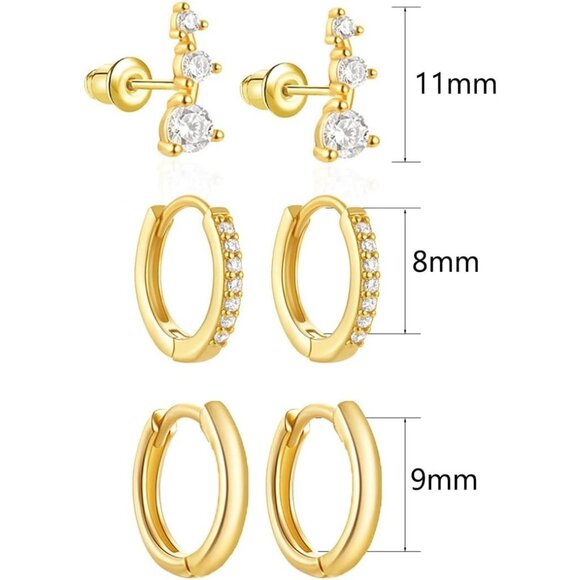 Gold Earrings for Women Trendy 14k Gold Plated Earrings Set Dainty Gold Stud - Picture 4 of 8